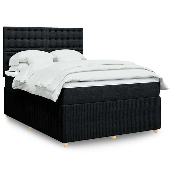 vidaXL Posteľný rám boxspring s matracom čierny 140x200 cm látka