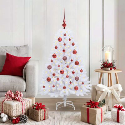 vidaXL Umelý Sklápací Vianočný Stromček Biela 120 cm PVC a oceľ