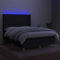 vidaXL Posteľ boxsping s matracom a LED čierna 140x190 cm látka