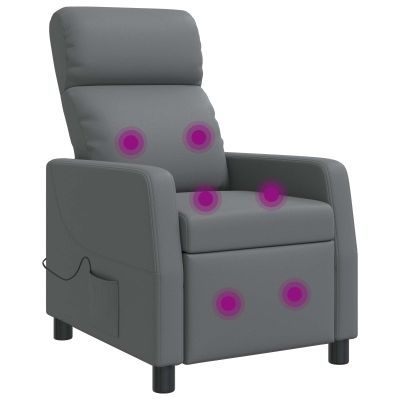 vidaXL Masážne relaxačné kreslo Sivá Umelá koža