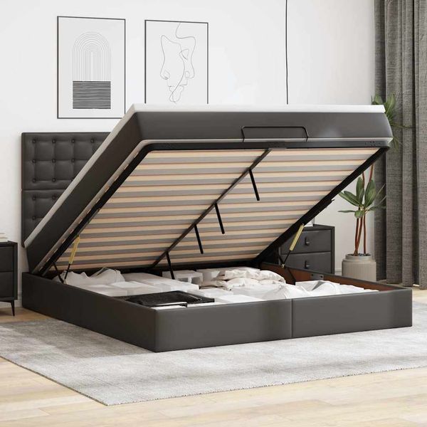 vidaXL Osmanský rám postele s matracom čierna 160x200 cm umelá koža
