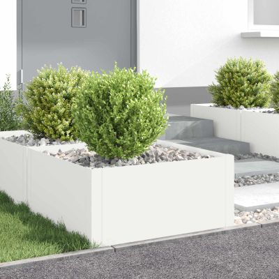 vidaXL Obrubník trávnika 4 ks 60 x 60 x 35 cm Oceľ Biela