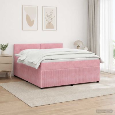 vidaXL Posteľ boxspring s matracom Ružová 140 x 190 cm Zamat