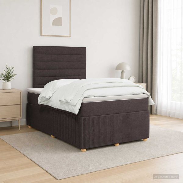 vidaXL Posteľ boxspring s matracom Tmavohnedá 120 x 190 cm Látka