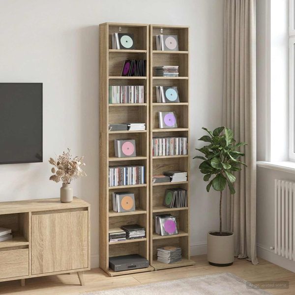 vidaXL CD Skrinka 2 ks Dub sonoma 33 x 23,5 x 175 cm Kompozitné drevo