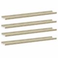 vidaXL Nástenné police 4 ks, biele a dub sonoma 80x9x3 cm
