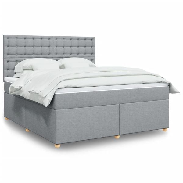 vidaXL Boxspring posteľ s matracom bledosivá 180x200 cm látka