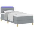 vidaXL LED box s pružinami s vankúšom Svetlosivá 90 x 190 cm látka
