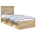 vidaXL Rám postele Sonoma dub 75 x 190 cm Masívne borovicové drevo