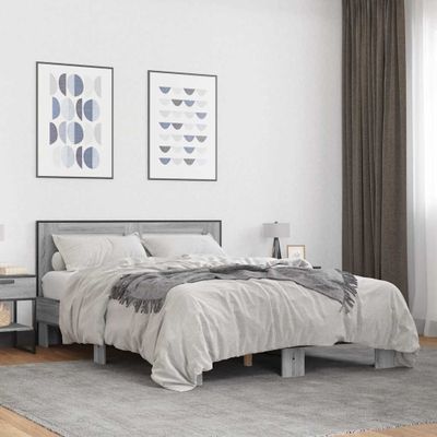 vidaXL Posteľný rám sivý sonoma 120x200 cm kompozitné drevo a kov