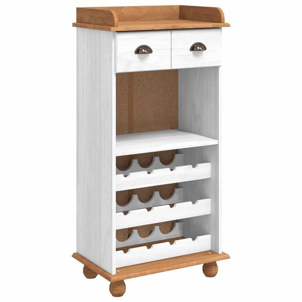 vidaXL Skrinka na víno ASKIM Biela s medovým vrchom 57 x 37 x 114 cm