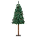 vidaXL Úzky vianočný stromček s 300 LED-i so stojanom Zelená 210 cm