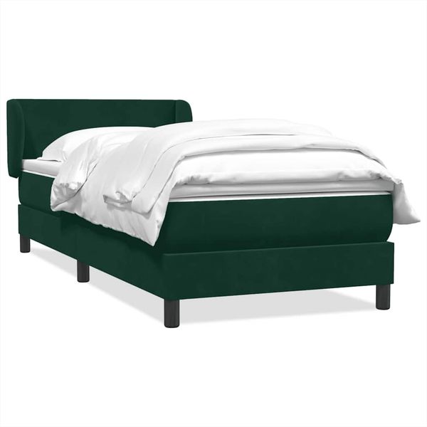 vidaXL Posteľný rám boxsping s matracom tmavozelený 80x220 cm zamat