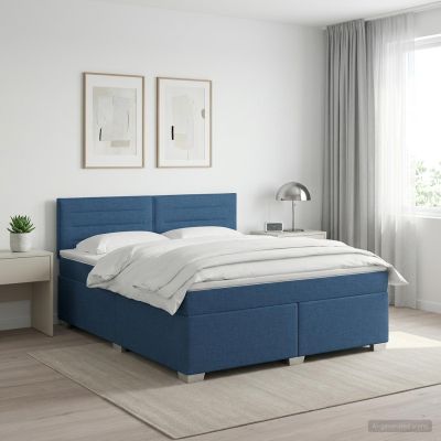 vidaXL Posteľ boxspring s matracom Modrá 140 x 200 cm Látka