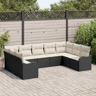 vidaXL Súprava záhradných pohoviek 9 pcs Čierna a biela polyratan