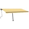 vidaXL Voľne stojaca ručne zaťahovacia markíza 450x350 cm, žlto biela
