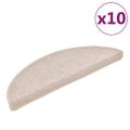 vidaXL Schodové rohože 10 ks 56x17x3 cm béžové, polkruhové