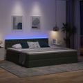 vidaXL LED úložná posteľ s matracom Tmavosivá 200 x 200 cm Látka