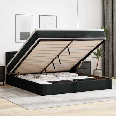 vidaXL Osmanský rám postele s matracom čierna 180x200 cm umelá koža