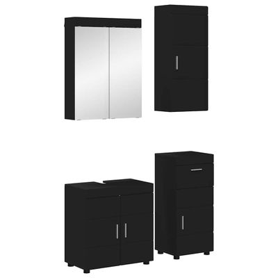 vidaXL Sada kúpeľňového nábytku TULUM 4 pcs Čierna 60 x 34 x 63 cm