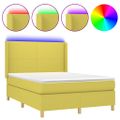 vidaXL Posteľ boxsping s matracom a LED zelená 140x190 cm látka