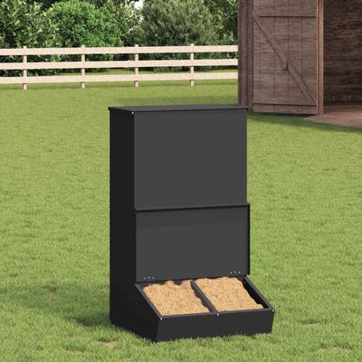 vidaXL Feeder pre prasatá Čierna 55 x 51 x 91,5 cm Studenokoľajná oceľ