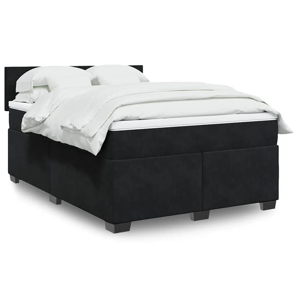 vidaXL Posteľný rám boxspring s matracom čierny 160x200 cm zamat