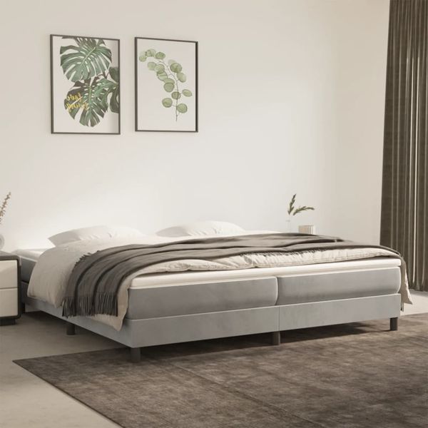 vidaXL Posteľný rám s boxspringom bledosivá 200x200 cm zamat