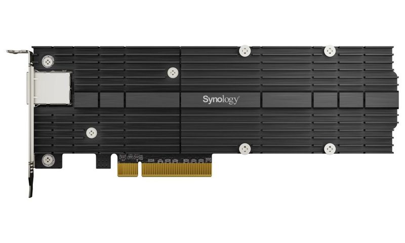 Synology Kombinovaný adaptér M.2 SSD a 10GbE E10M20-T1 Sítová karta, kombinovaná, PCIe, 1x 10Gb RJ-45, 2x M.2 slot, pro NAS a disková pole Synology