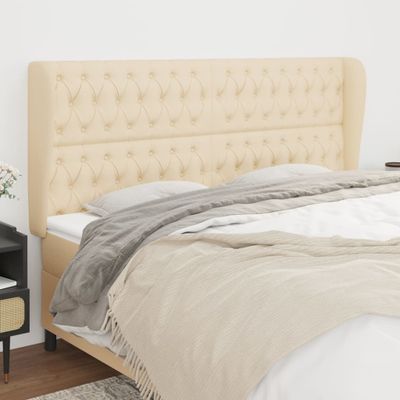vidaXL Čelo postele so záhybmi krémové 203x23x118/128 cm látka