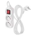 Prodlužovací kabel EMOS P1212 / 2 m / 2 zásuvky / s vypínačem / biely / PVC / 1 mm2