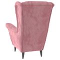 vidaXL Kreslo wingback s podnožkou ružové zamatové