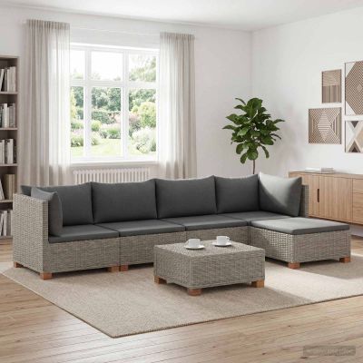 vidaXL 6 ks Ratanová lounge súprava s vankúšmi GENDT Prírodný ratan