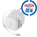 INTENSO W65ACIC GaN, USB-A/C, Nabíjačka, 65W, biel