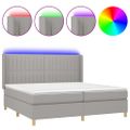 vidaXL Posteľ boxsping s matracom a LED bledosivá 200x200 cm látka