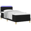 vidaXL LED box s pružinami s LED pásikmi Čierny 90 x 190 cm látka