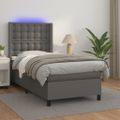 vidaXL Boxspring posteľ s matracom a LED sivá 80x200 cm umelá koža