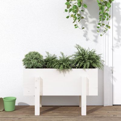 vidaXL Záhradný kvetináč biely 62x30x38 cm borovicový masív