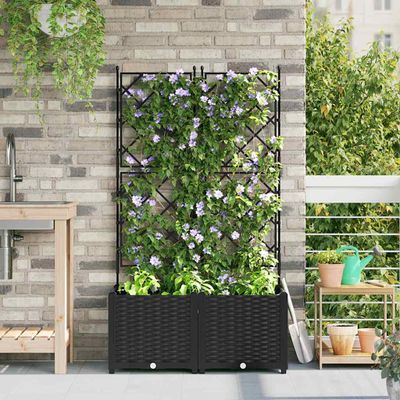 vidaXL Záhradný kvetináč 2 pcs Čierny 80 x 40 x 143 cm Plast