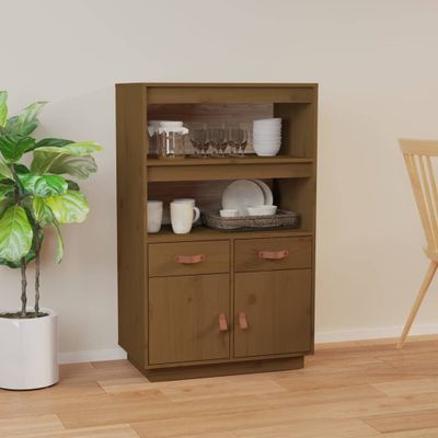 vidaXL Vysoká skrinka medovohnedá 67x40x108,5 cm masívna borovica