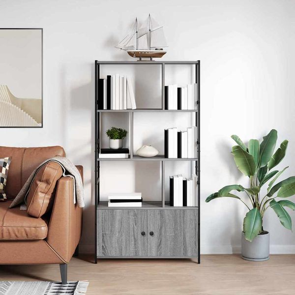 vidaXL Regál na knihy Sivý dub sonoma 80 x 30 x 155,5 cm