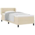 vidaXL Posteľ s pružinovým rámom Krémová 90 x 190 cm látka