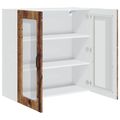 vidaXL Nástenný sklenený kabinet PORTO Staré drevo 80 x 31 x 80 cm