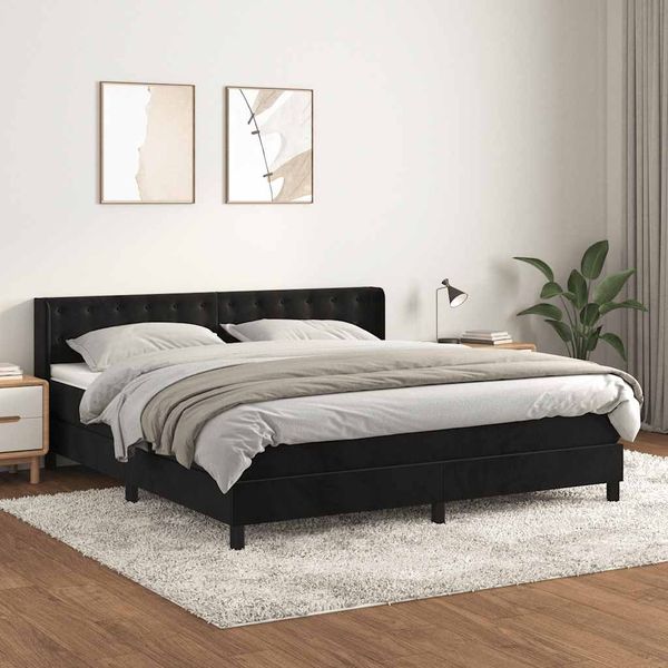 vidaXL Posteľný rám boxspring s matracom čierny 180x200 cm zamat