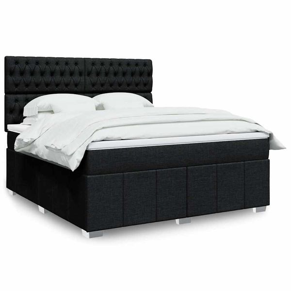vidaXL Posteľný rám boxspring s matracom čierny 180x200 cm látka