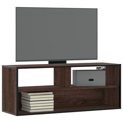 vidaXL TV skrinka hnedý dub 100x31x39,5 cm kompozitné drevo a kov