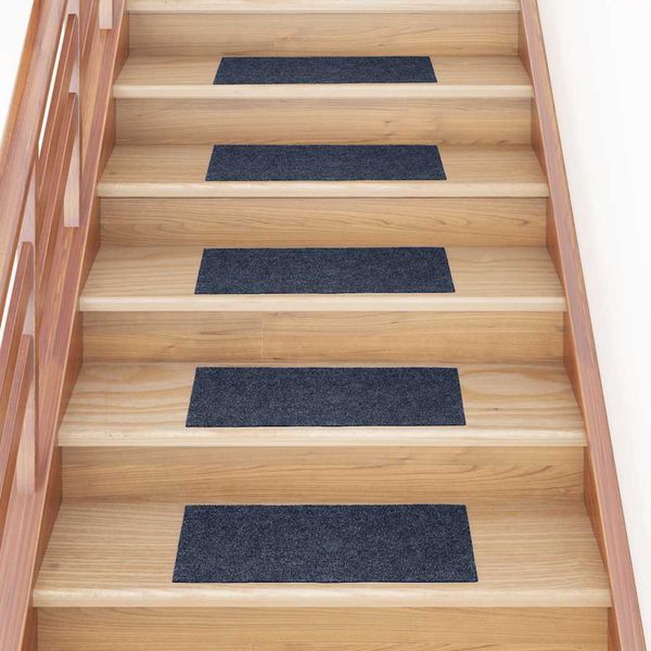vidaXL Schodové rohože, samolepiace, 30 ks, 60x25 cm, sivo-modré, obdĺžnikové