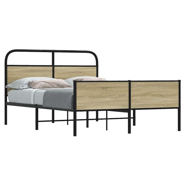 vidaXL Posteľný rám bez matraca 135x190 cm dub sonoma kompozitné drevo