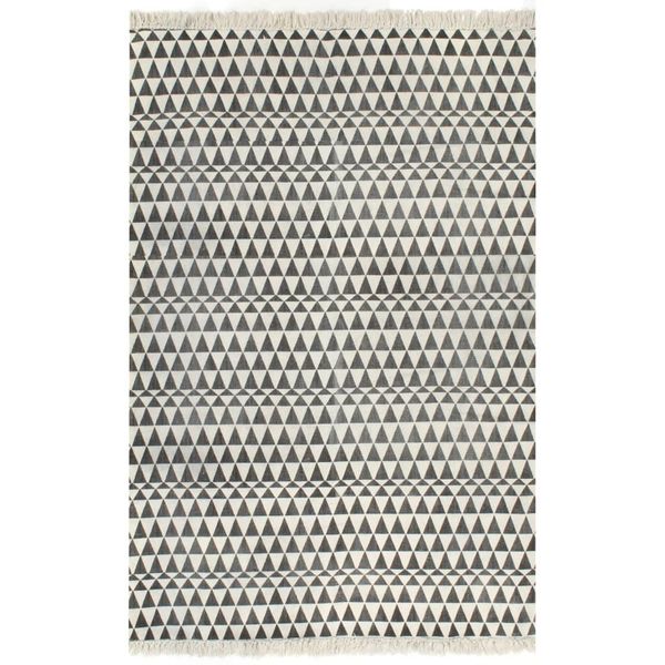 vidaXL Kilim koberec červeno/biely 120x180 cm bavlnený vzorovaný
