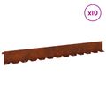 vidaXL Obrubník trávnika 10 ks 102 x 10 x 4 cm Oceľ Hrdzavý